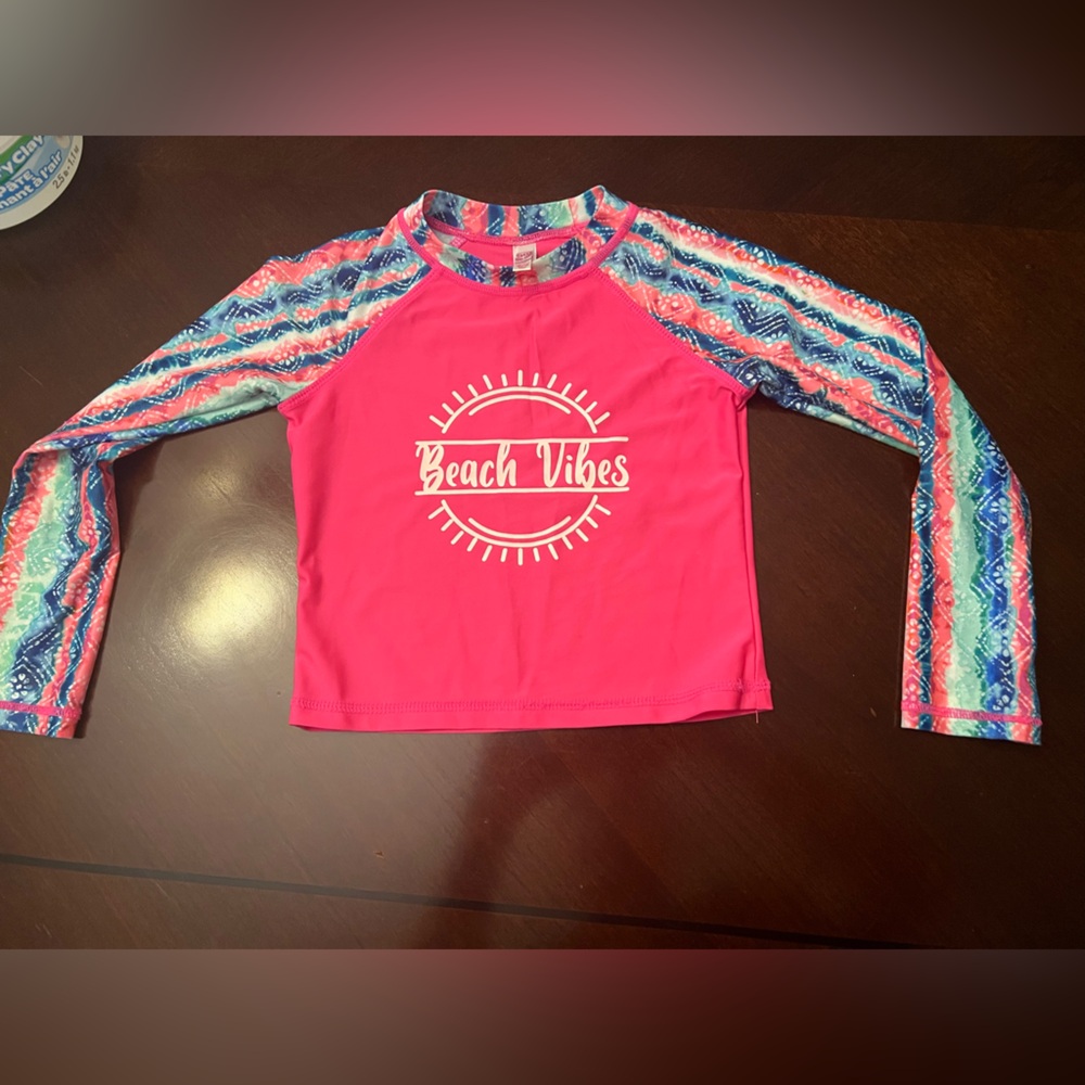 SO Kids Swim Rashguard - Pink with Blue Sleeves